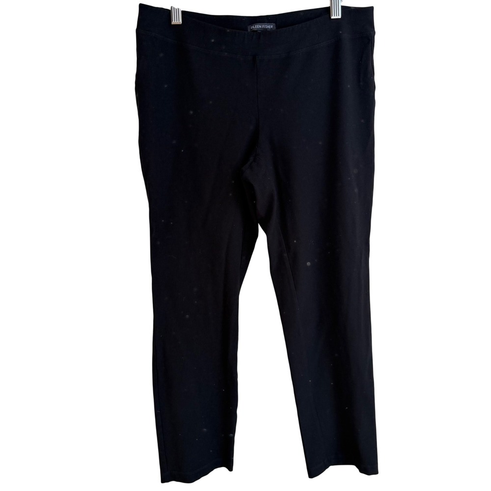 Eileen Fisher Cropped Pants Size S Black Stretch Pull‎ On Textured Minimalist